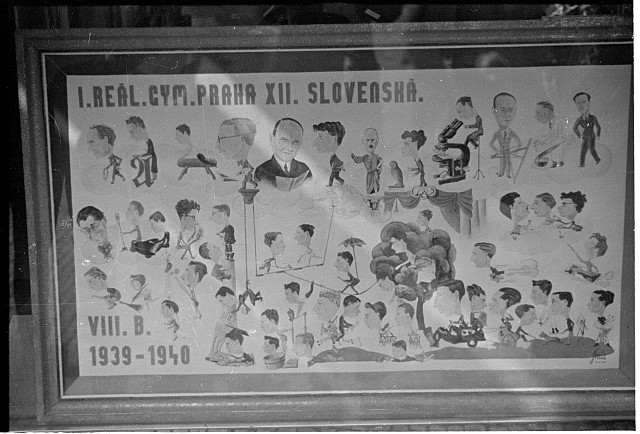 tablo I gym. .Praha XII Slovenská   Praha,výstaviště,válka
