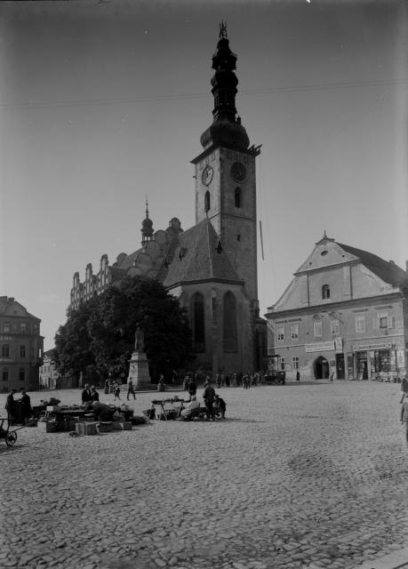 Oprava věže táborské 6.9.1927   Tábor,kostel,Žižkovo náměstí