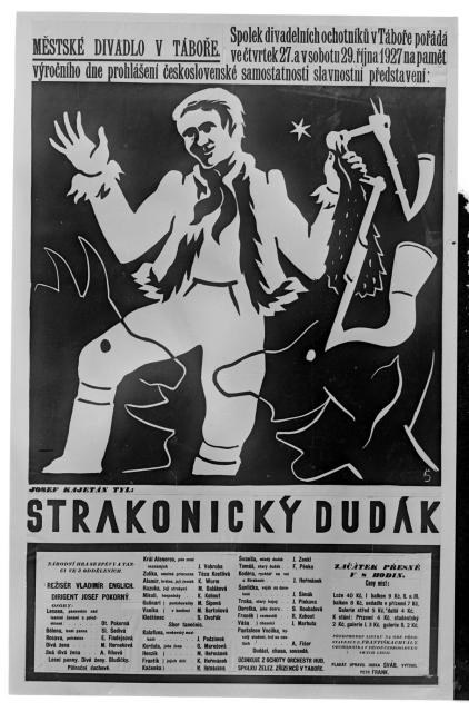 Jaroslav Šváb, reprodukce plakátu Strakonický dudák   Jaroslav Šváb, reprodukce, plakát, Strakonický dudák,ochotníci,divadlo