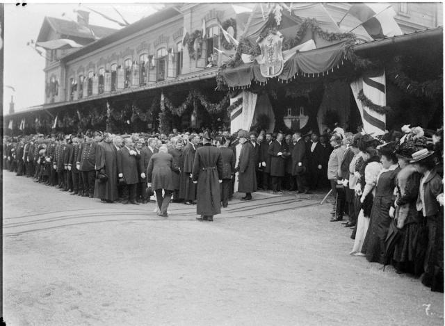 7. - Z návštěvy císaře 1901   Franz Josef,Tábor,nádraží,vlak,uniforma