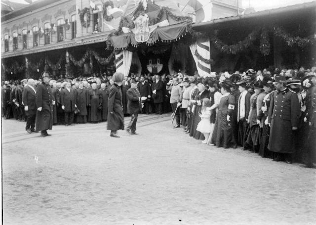 4. - Z návštěvy císaře 1901   Franz Josef,Tábor,nádraží,vlak,uniforma