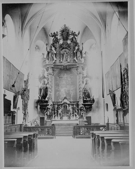 Interiér děkanského kostela sv. Bartoloměje v Pelhřimově   reprodukce, určil Jiří Černý  reprodukce,interier,kostel
