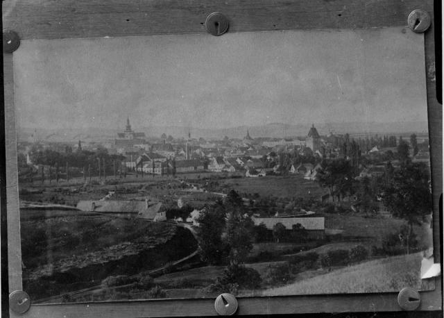  Pelhřimov,reprodukce  pohled na Pelhřimov  od severu z míst dnešních městských sadů,kolem roku 1890,!s... obraz, Pelhřimov
