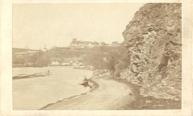 Tábor od Lužnice  Kotnov a svah k řece Lužnici. Foto kolem 1880. Tábor,Lužnice,řeka,celek