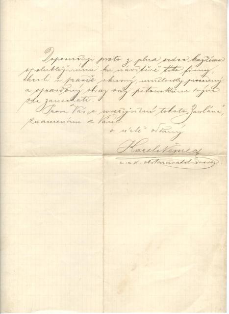 Pochvalný dopis Karla Němce, syna Boženy Němcove, strana 2   Karel Němec