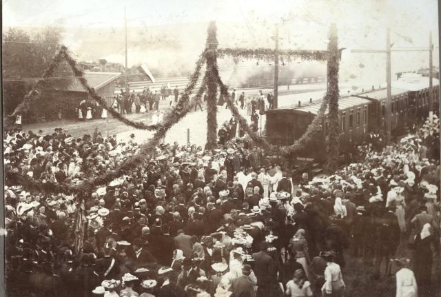 Bechyňská dráha, první jízda 21.6.1903,Táborské nádraží Město Bechyně  Křižík,vlak,elektrická dráha,bechyňka,elinka