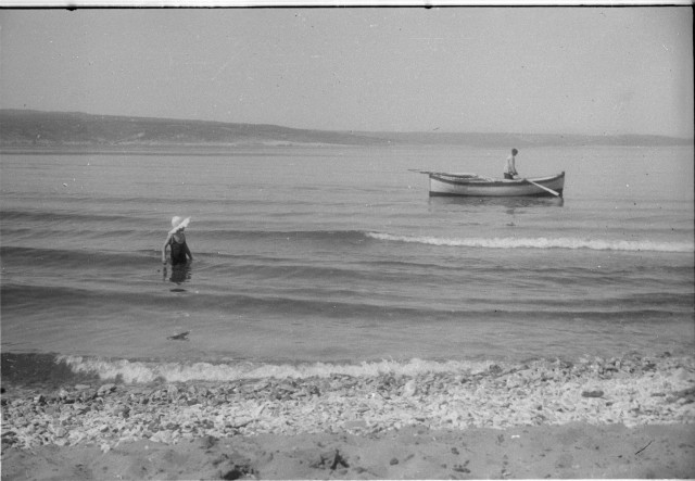 Odjezd, první snímky na moři   moře,Šechtlovi