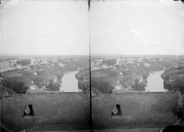 Pohled z kotnovské věže   Tábor,stereoskopický,celek,stereoskopický