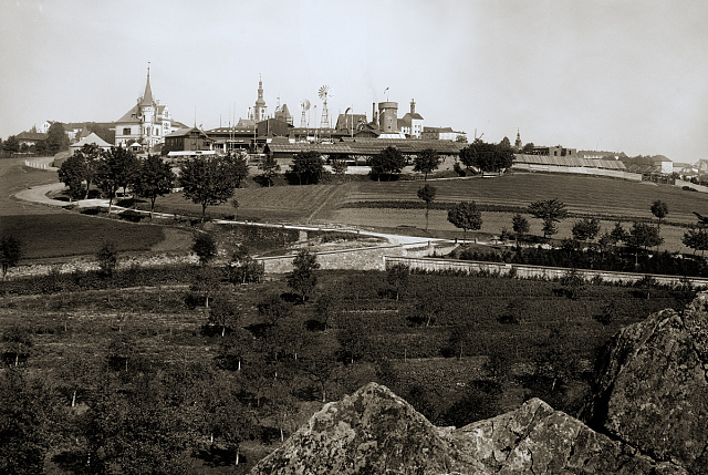 View of 1903 Exhibition site, across the Lužnice river.