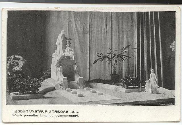Husova výstava v Táboře 1906,Návrh pomníku 1. cenou vyznamenaný  Zapůjčil k digitalizaci Z. Flídr Na zadní straně: Foto Schachtl a Woseček. Nákl.... pohlednice,celek