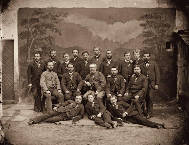Oldest known existing photograph of teachers and students at Tábor Agriculture School, taken in the late 1870s. 