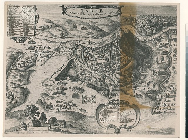 reprodukce mapy obležení tábora 1621 (in Czech), keywords: Tábor  Tábor