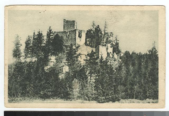 Choustník podle fotografie z roku 1872 (in Czech), keywords: castle, zřícenina (Czech) zapůjčil pan Novotný, děkujeme castle, zřícenina