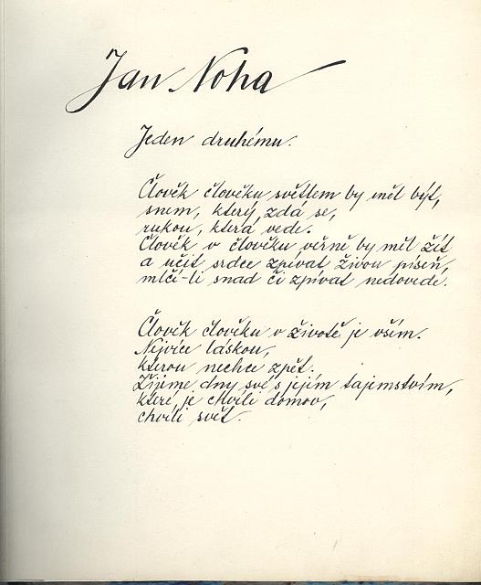 Jeden druhému, báseň Jana Nohy (in Czech), keywords: báseň, Jan Noha (Czech) k básni Jana Nohy báseň, Jan Noha