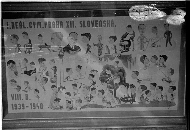 tablo  I gym.Praha XII Slovenská   Praha,výstaviště,válka