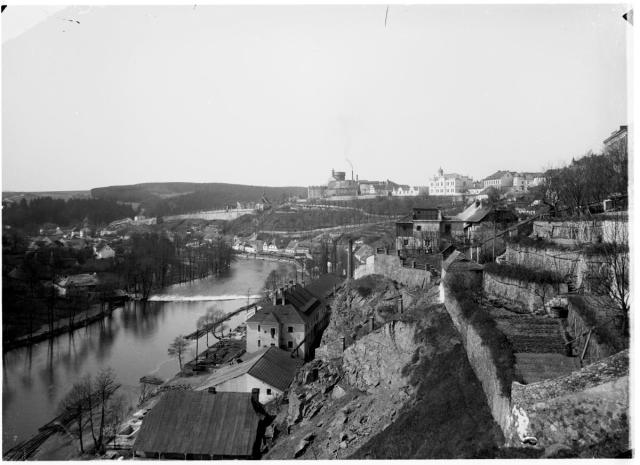 Tábor a řeka Lužnice koncem 19. století   Tábor,Lužnice,řeka,synagoga,celek,krajina,Kotnov,pivovar