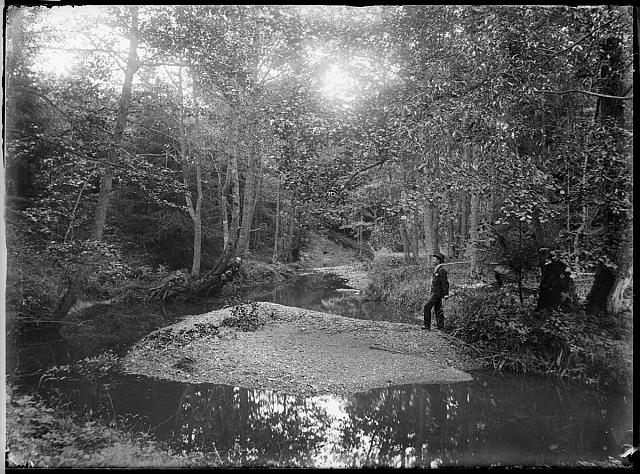 dva pánové v lese  na pytlíku přesp řeka, Klokoty, Příběnice, mlýny, plavení dřeva 553-561,8,sady a... Tábor