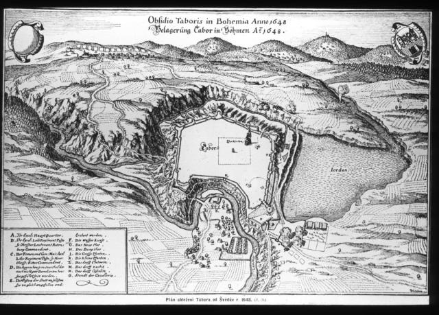 80. - Obležení Tábora r. 1648 - situační plán   Tábora,bojiště