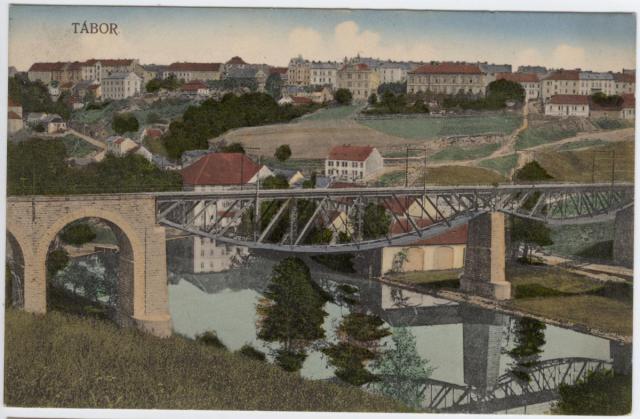 Most přes Lužnici  zapůjčeno od pana Rybáka.  kolorovaný knihtisk, určil Jiří Kohout tisk,pohlednice