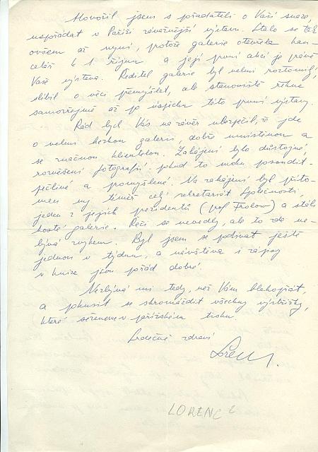 výstava 1966 dopis z Paříže str.2   dokumentace