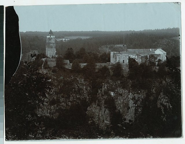 Zvíkov   zezadu hrad Zvíkov, 5 června 1912, razítko firmy ŠV hrad