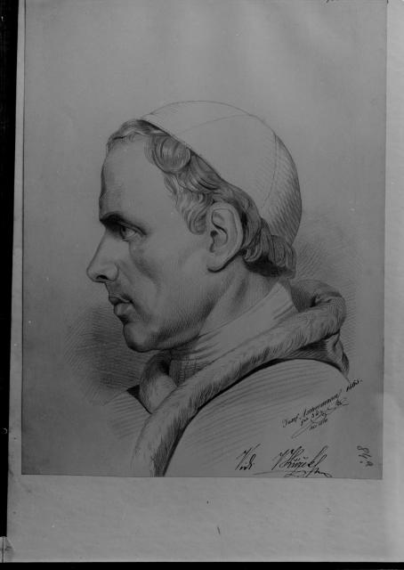 kresba - portrét, Josef Aschermann 1865, stár 15. let   kresba, reprodukce, portrét, Josef Aschermann
