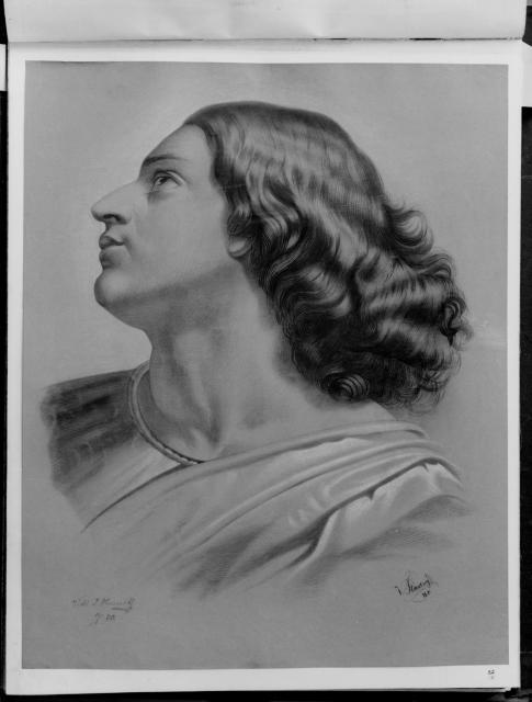 kresba - portrét V.Šťastný 1870, vidi J. Husník   kresba, reprodukce,portrét, V.Šťastný, 1870,J. Husník