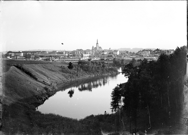 Pohled na Tábor s výstavištěm, 1929