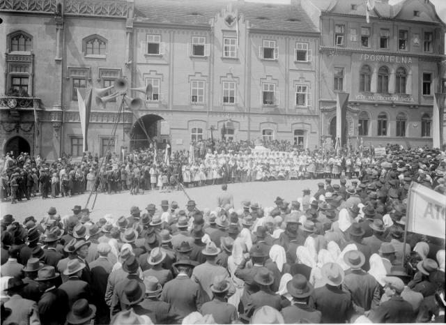Sjezd republikánské strany čsl. venkova o výstavě 1929   Tábor,Žižkovo náměstí,Republikánská strana
