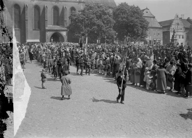 Svěcení zvonů 28.10.1928   Tábor,slavnost,církev,zvon,Žižkovo náměstí