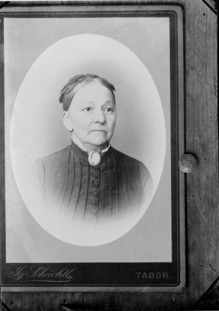 Kristýna Ctiborová, 1893  pravděpodobně  se jedná o Kristýnu Ctiborovou rozenou 30. června 1859 v Táboře č... portrét,reprodukce