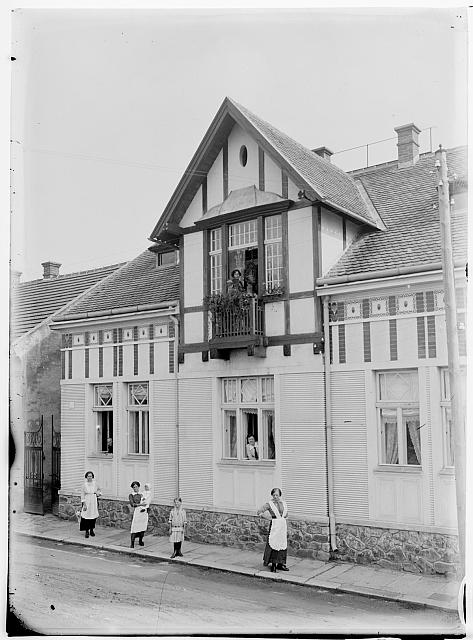 Pelhřimov, Strachovská ulice  na obálce domy Pelhřimov   sign .382 inv.č. 489 Pelhřimov