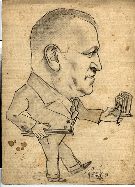 karikatura Josefa Šechtla, autor  František Peterka