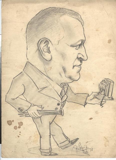 karikatura Josefa Šechtla, autor  František Peterka   Josef Šechtl,kresba