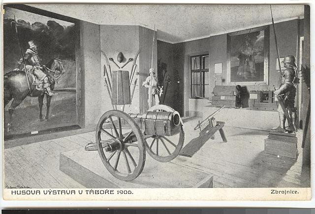 Husova výstava v Táboře 1906,Zbrojnice  Zapůjčil k digitalizaci Z. Flídr pohlednice,celek