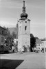 zvonice u kostela sv.Víta na Svatovítském náměstí,vlevo živnostenský dům/postaven v roce 1922 R.Čech (in Czech), keywords: rodinné, Josef Šechtl, ateliér, Pelhřimov