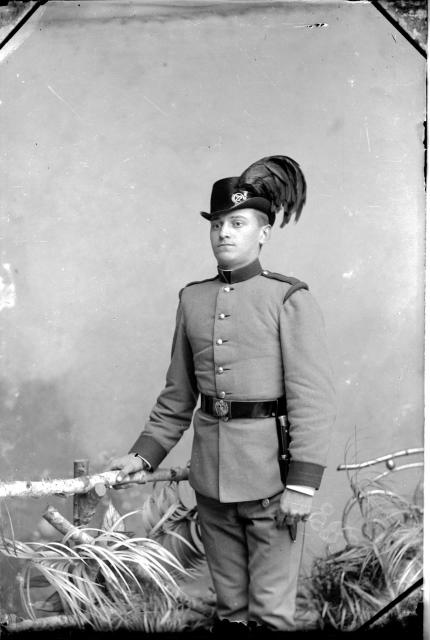 Josef Jindřich Šechtl in army dress, approx. 1895  figure, soldier, uniform, Josef Jindřich Šechtl