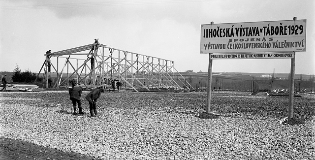 Jihočeská výstava 4.4.1929 (in Czech), keywords: Tábor, festival, Krajinská výstava, construction
