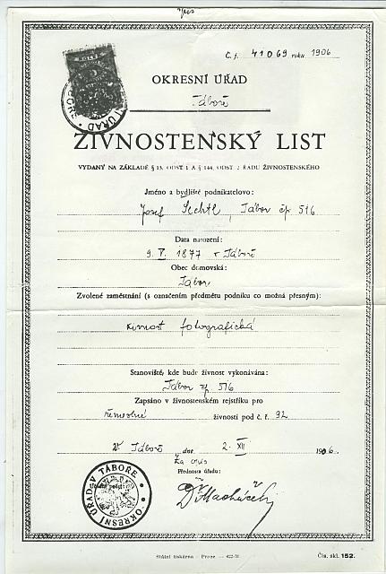 živnostenský list (in Czech), keywords: dokument  dokument