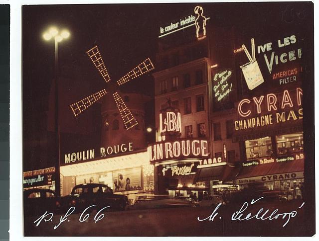 P.F. 1966 (in Czech), keywords: novoročenka, Paříž, Moulin Rouge  novoročenka, Paříž, Moulin Rouge