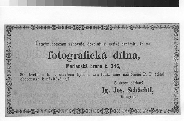 inzerát Ignáce Schachla 3.6. 1876 (in Czech), keywords: noviny  noviny